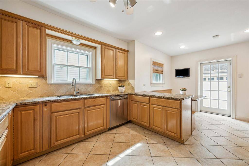 A view of the kitchen looking toward the breakfast room
