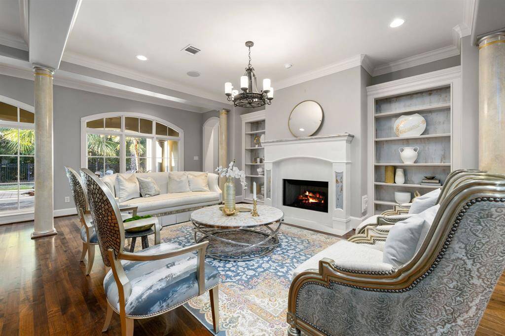 Stunning formal living with fireplace