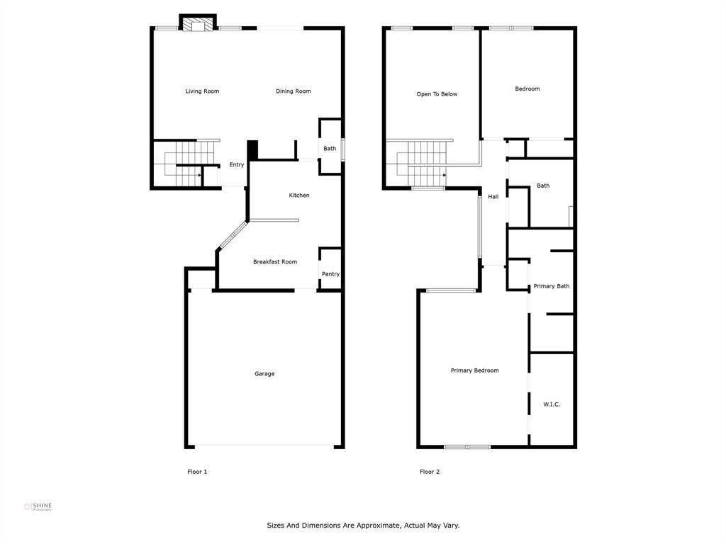 Floorplan of both levels including garage.