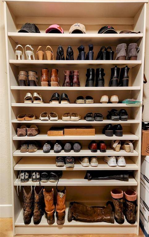 Main home, shoe storage in primary closet