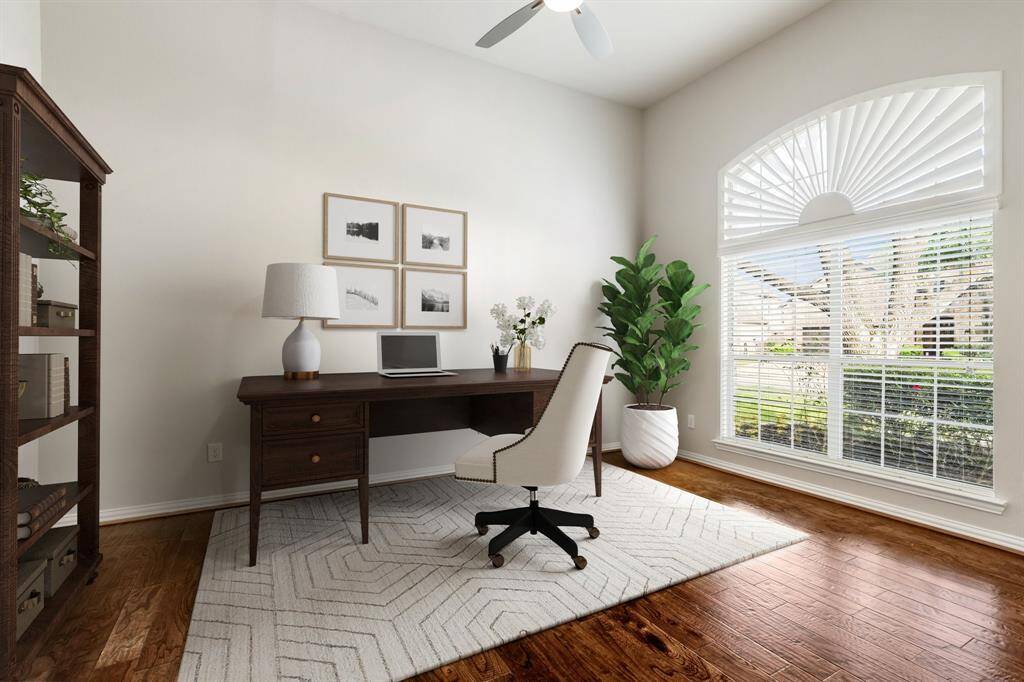 Staged office at the front of the house.