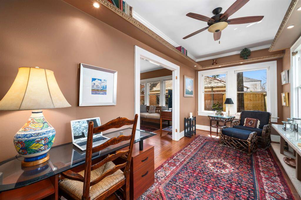 There is so much character in this flex space, off the 2nd bedroom. Currently used as both a home office and reading nook, this would be a great exercise or yoga room, hobby space or even a 3rd bedroom (doors can easily be added to separate this space).