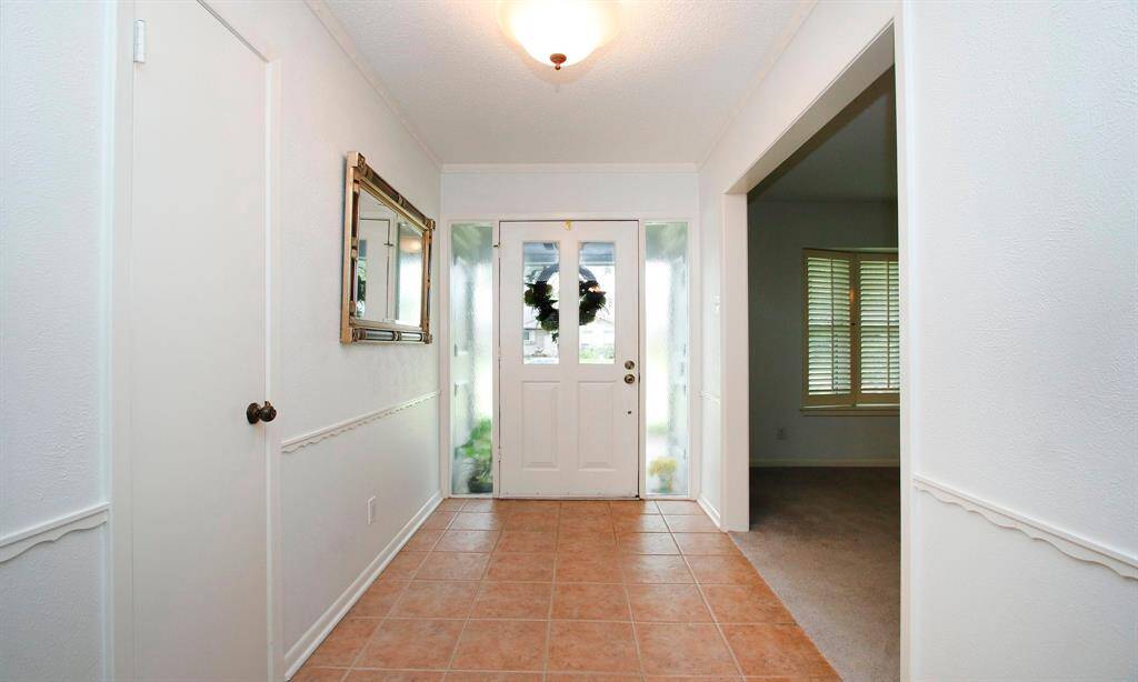 View of front door from the family room.