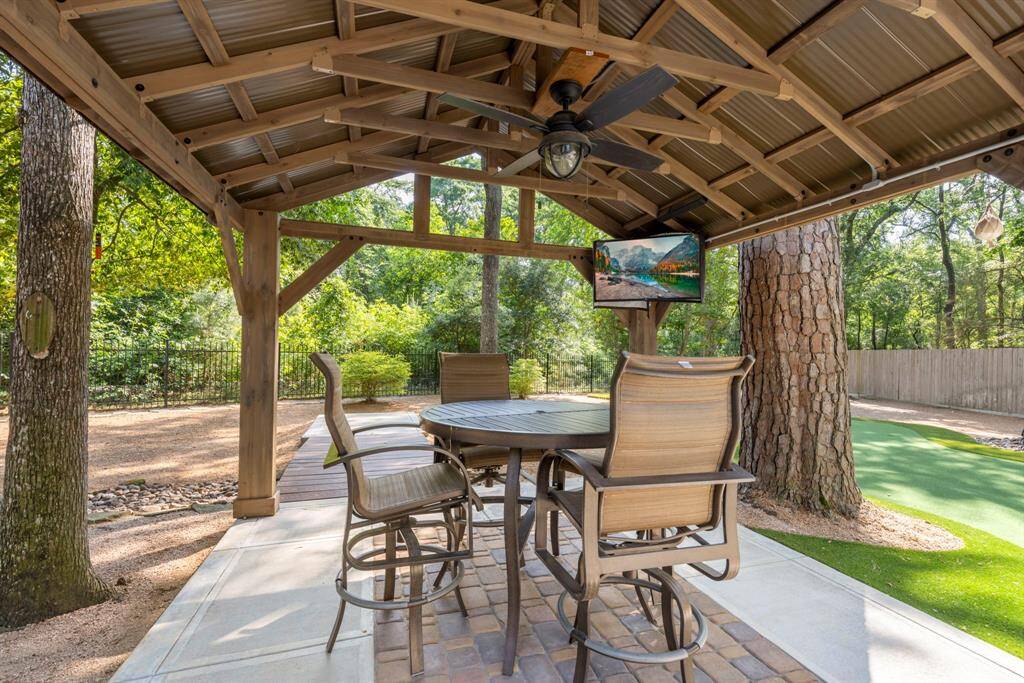The gazebo adds the perfect spot for some shade and entertaining.