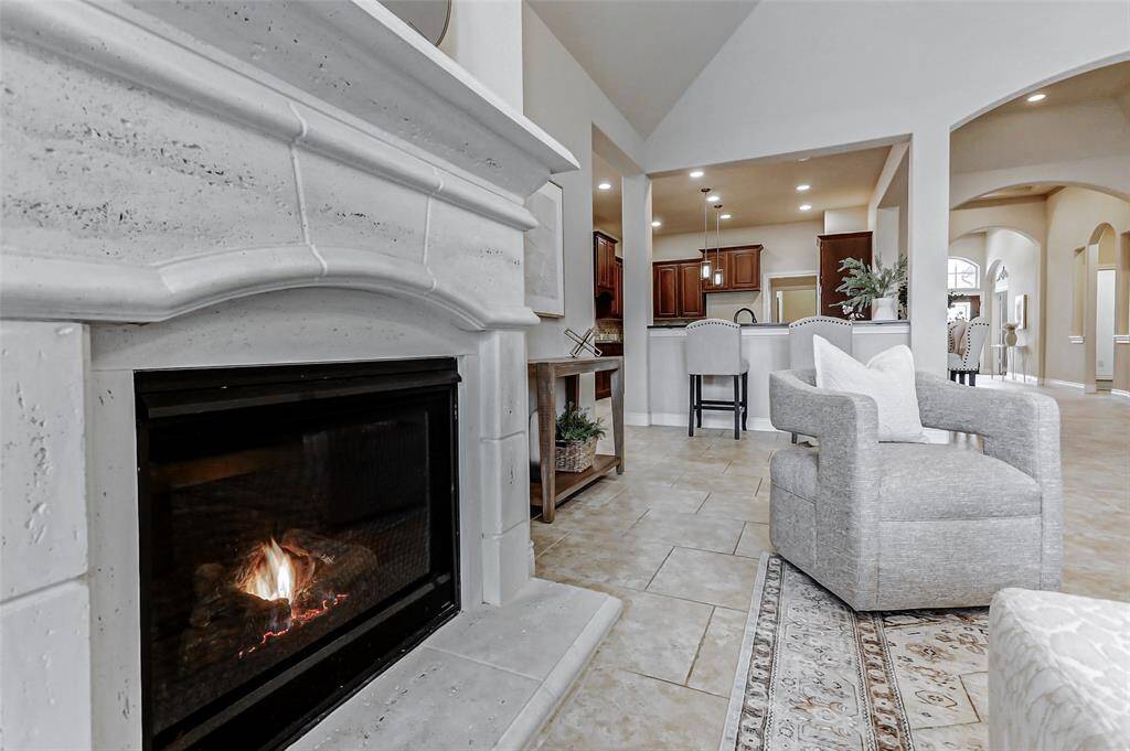 Enjoy the warmth from the fireplace on cold days.