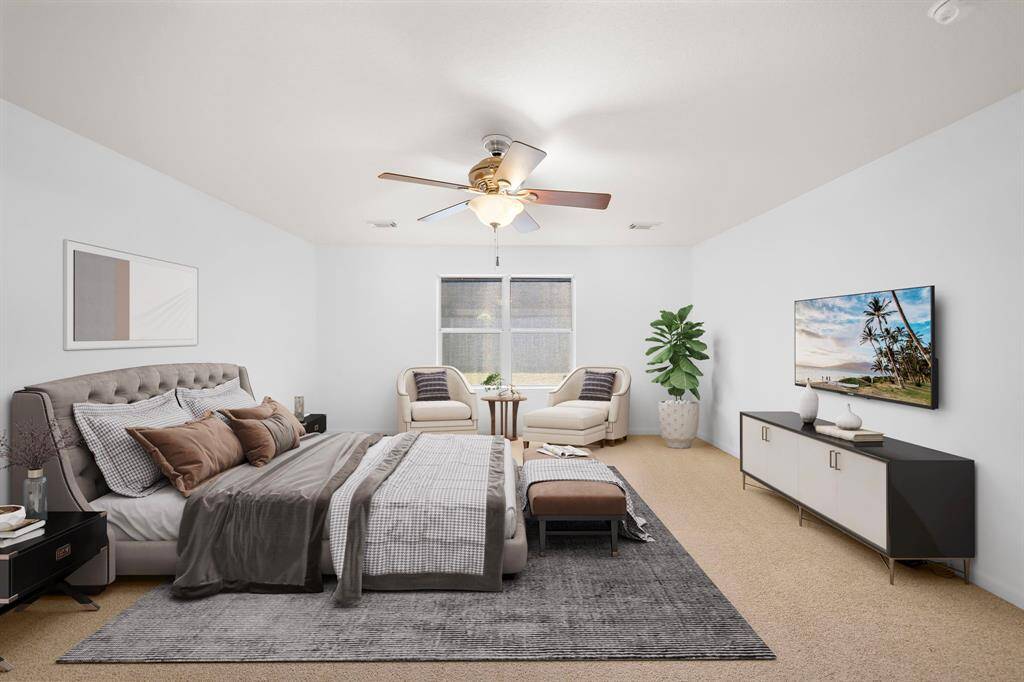 Staged primary bedroom