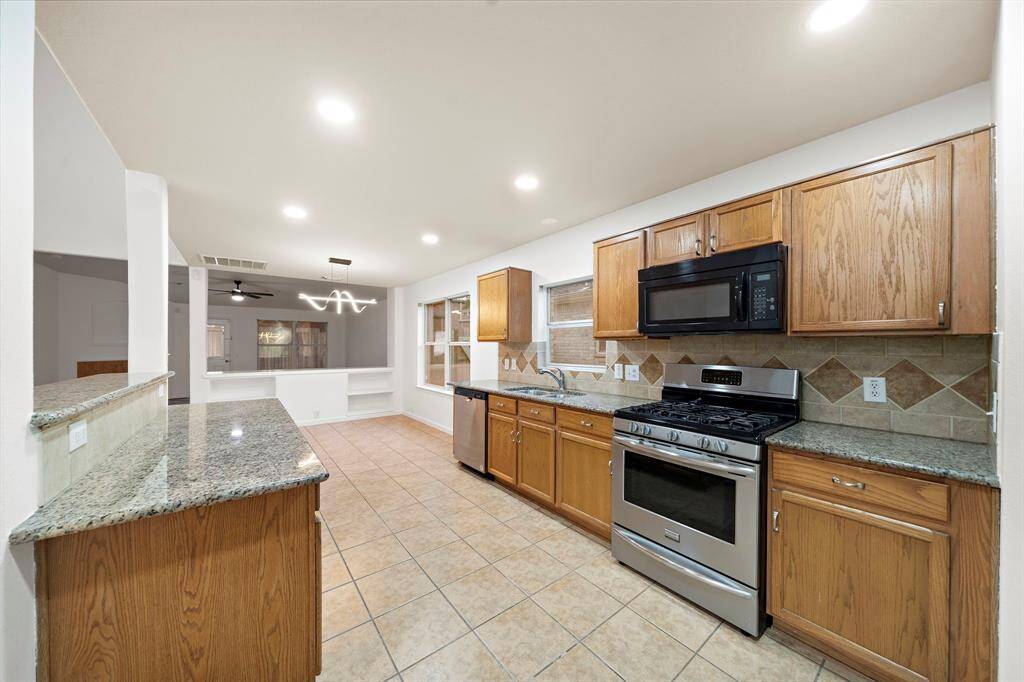 Newly recessed lights and updated light fixtures.