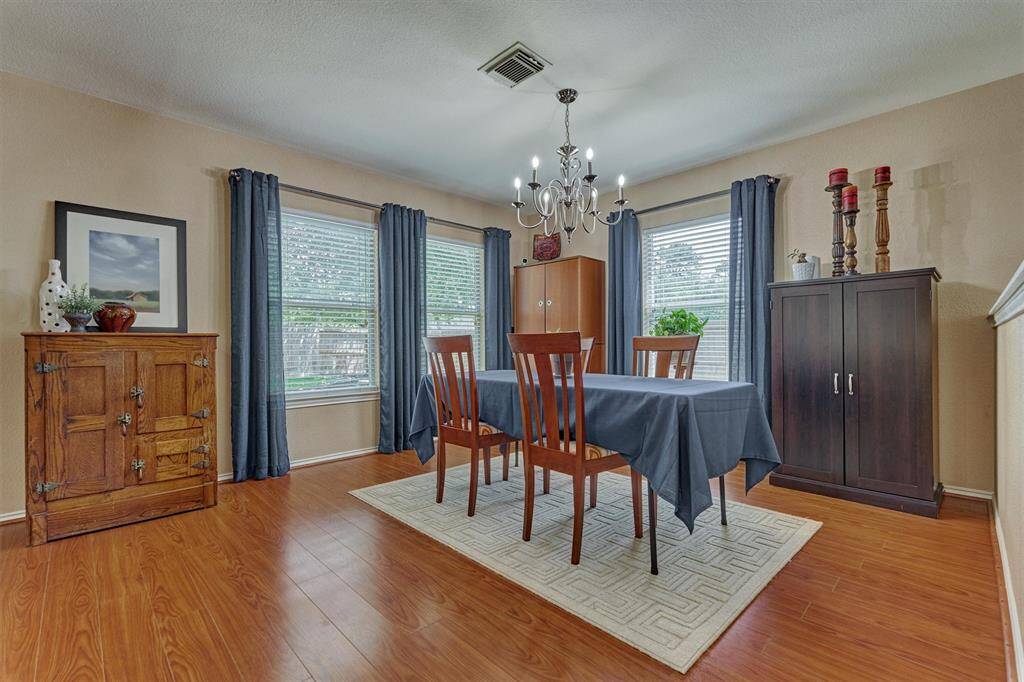 The combination living/dining space is ideal.