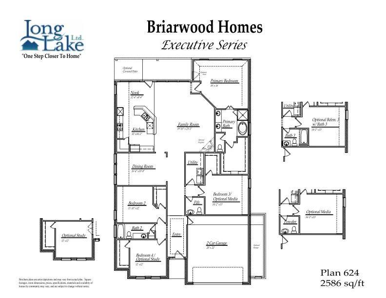 Plan 624 features 3 bedrooms, 2 full baths, 1 half bath and over 2,500 square feet of living space.