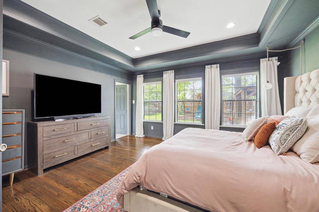 Oversized primary bedroom is nice and private away from bedrooms in the front of home.