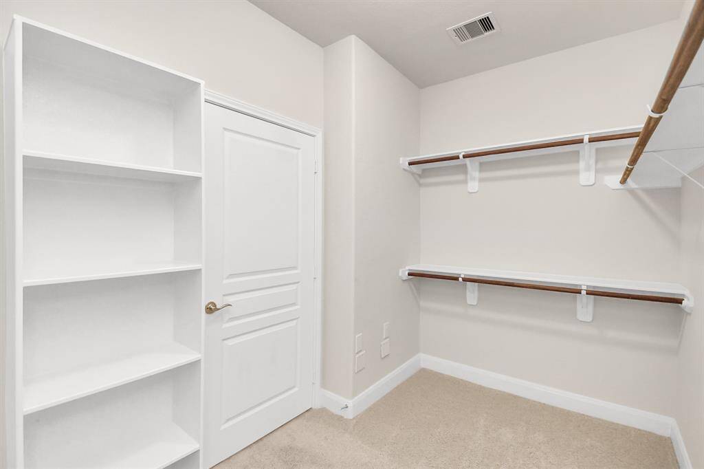Built-in storage in the primary closet