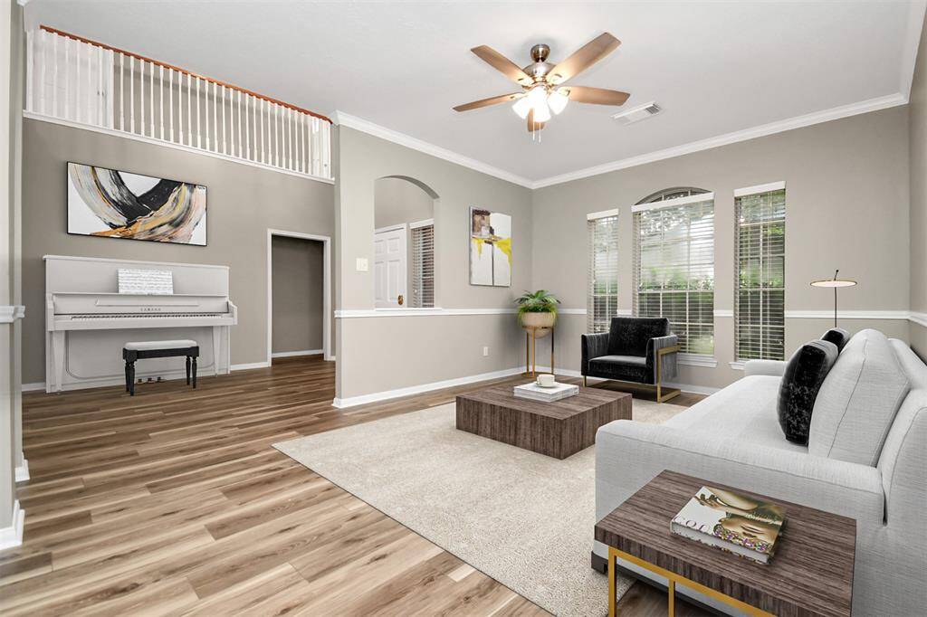 virtually staged living/dining combo