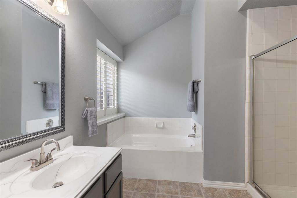 Enjoy the option of relaxing in the garden tub or taking a long shower after a long day.