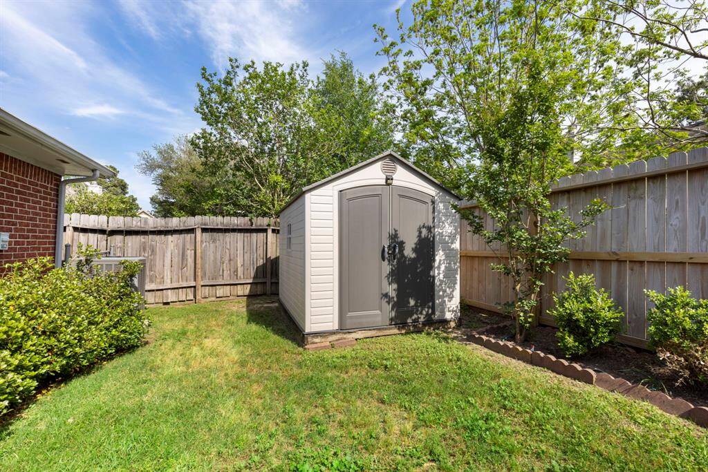 The backyard storage shed is the perfect spot to store all of your outdoor essentials.