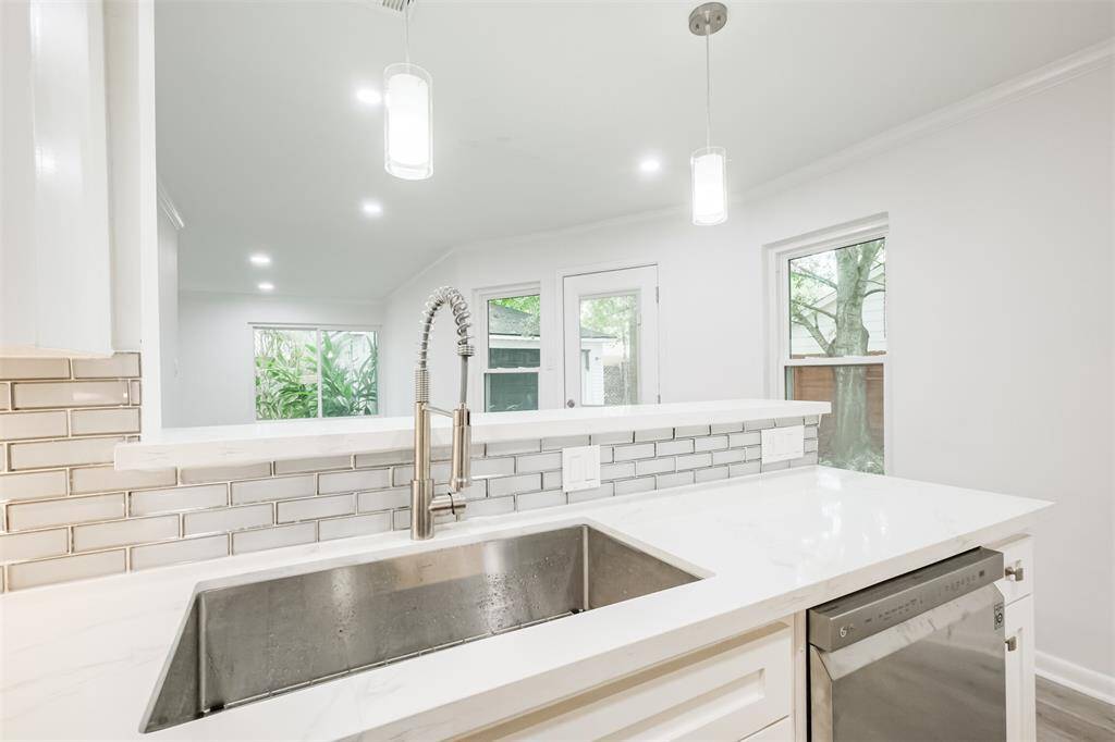 Sink overlooking living area