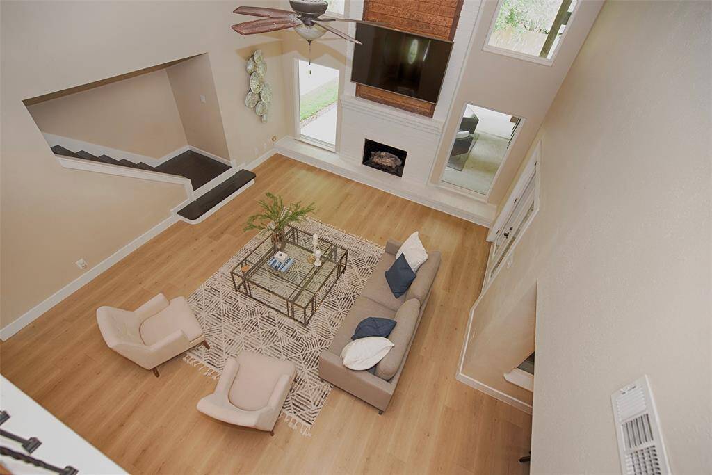 Another view of the gorgeous family room from the catwalk.