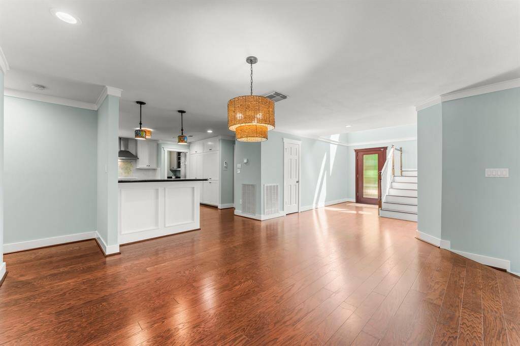 The dining area is open to the kitchen.