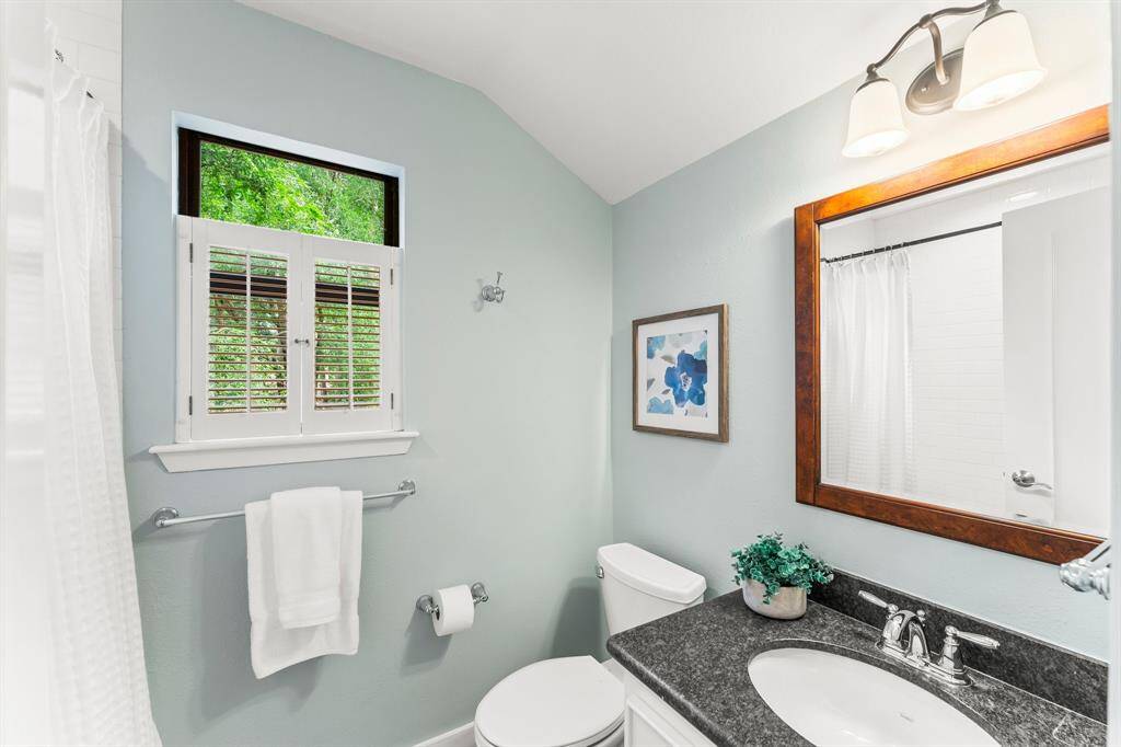 First bedroom at the top of the stairs has an ensuite bath.