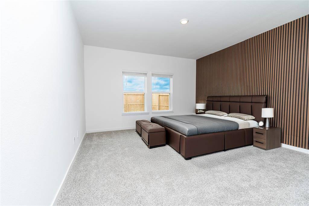 Virtually staged Master bedroom.