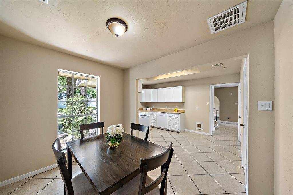 This breakfast nook is located off the kitchen.