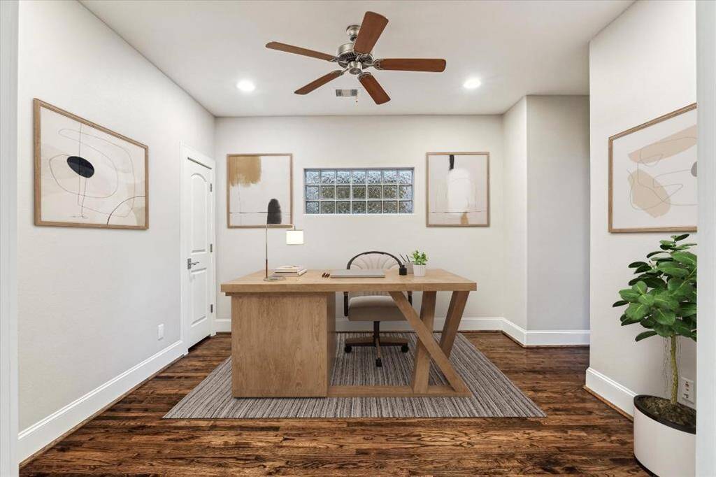 Third bedroom could be used as modern home office with hardwood floors.