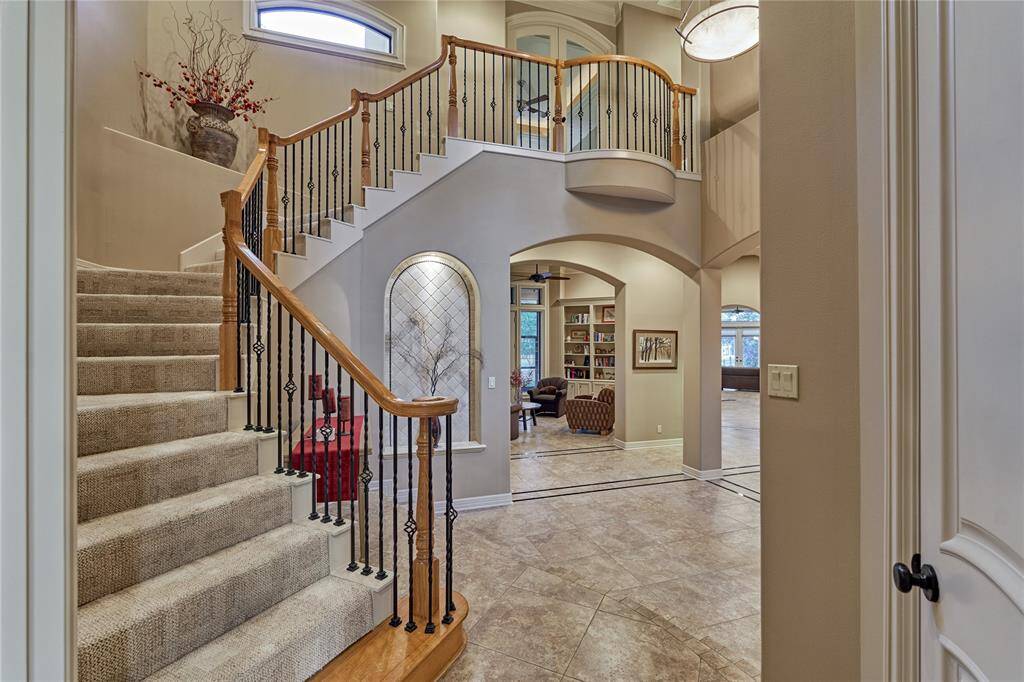 Cascading staircase to the second floor.