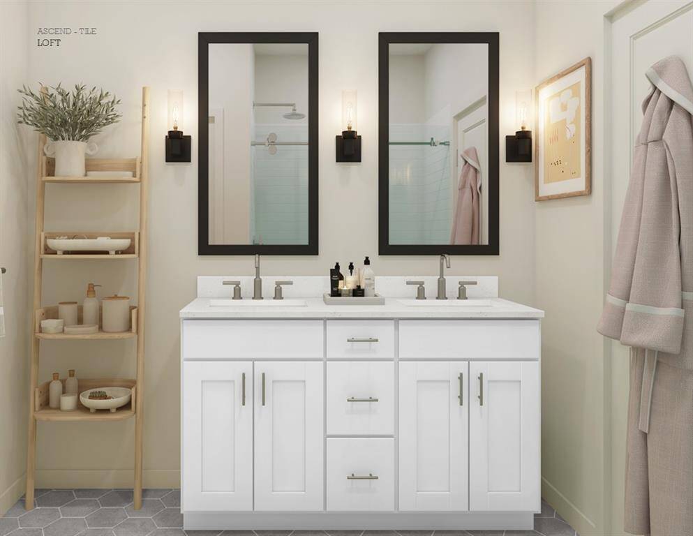 Loft Look Primary Bathroom (*Artist rendering used for illustration purposes only.)