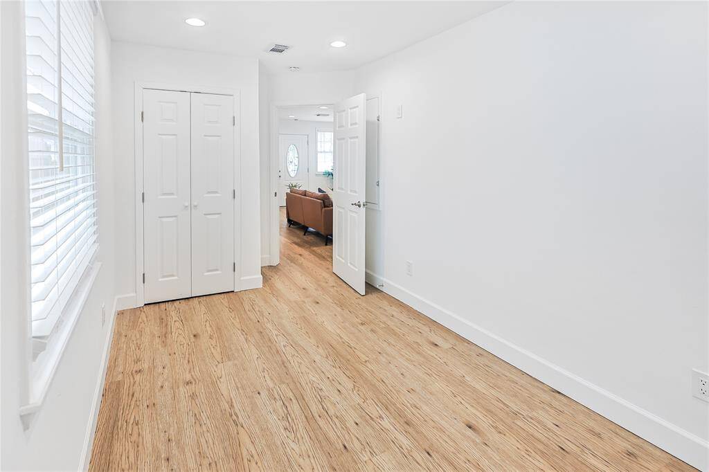A designated closet space for storage in each room.