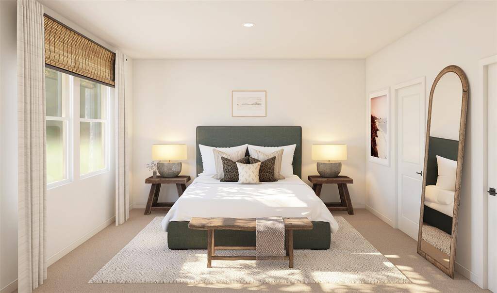 Relaxing primary suite with private bath and walk-in closet (*Artist rendering used for illustration purposes only.)