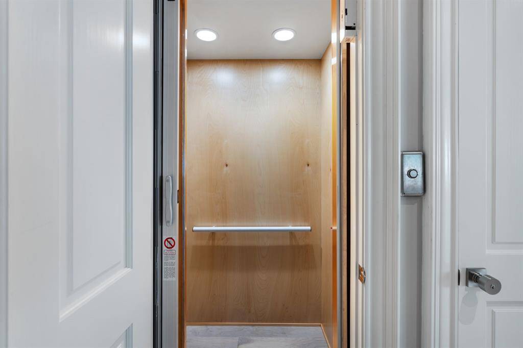 The elevator to the second floor is located to the left of the entry across from the staircase just outside the Kitchen, Breakfast and Family rooms. This is ideal for passengers, suitcases or holiday decorations.