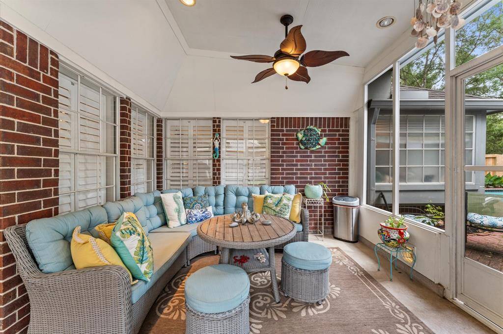 Cozy sunscreen back patio. To enjoy all year long.