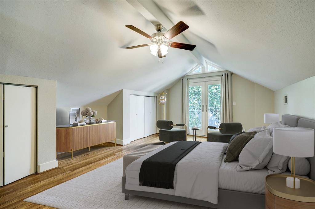 The oversized primary bedroom is upstairs, complete with THREE closets.