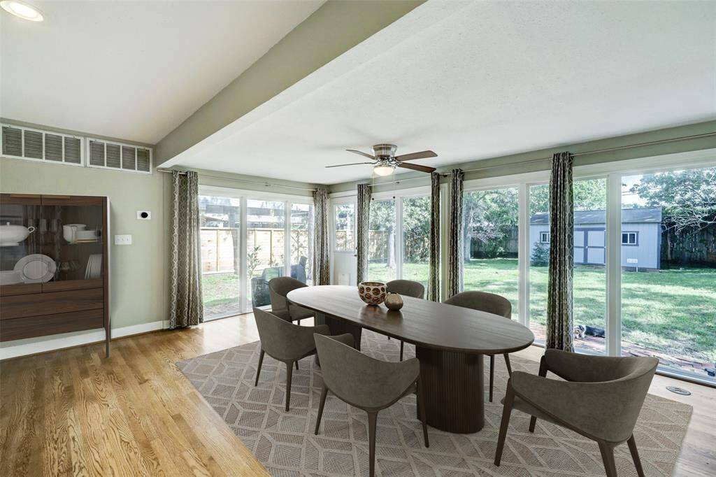 Enjoy viewing your spacious back lawn from the comfort of your dining room.