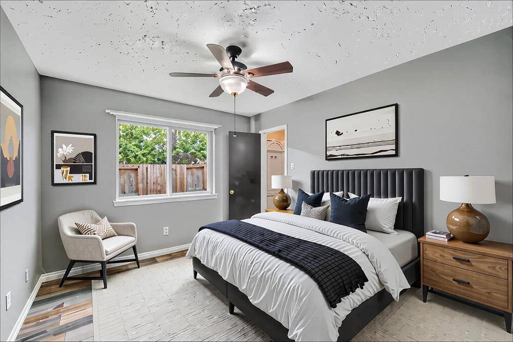 Here, virtually staged, is the third bedroom in the home.