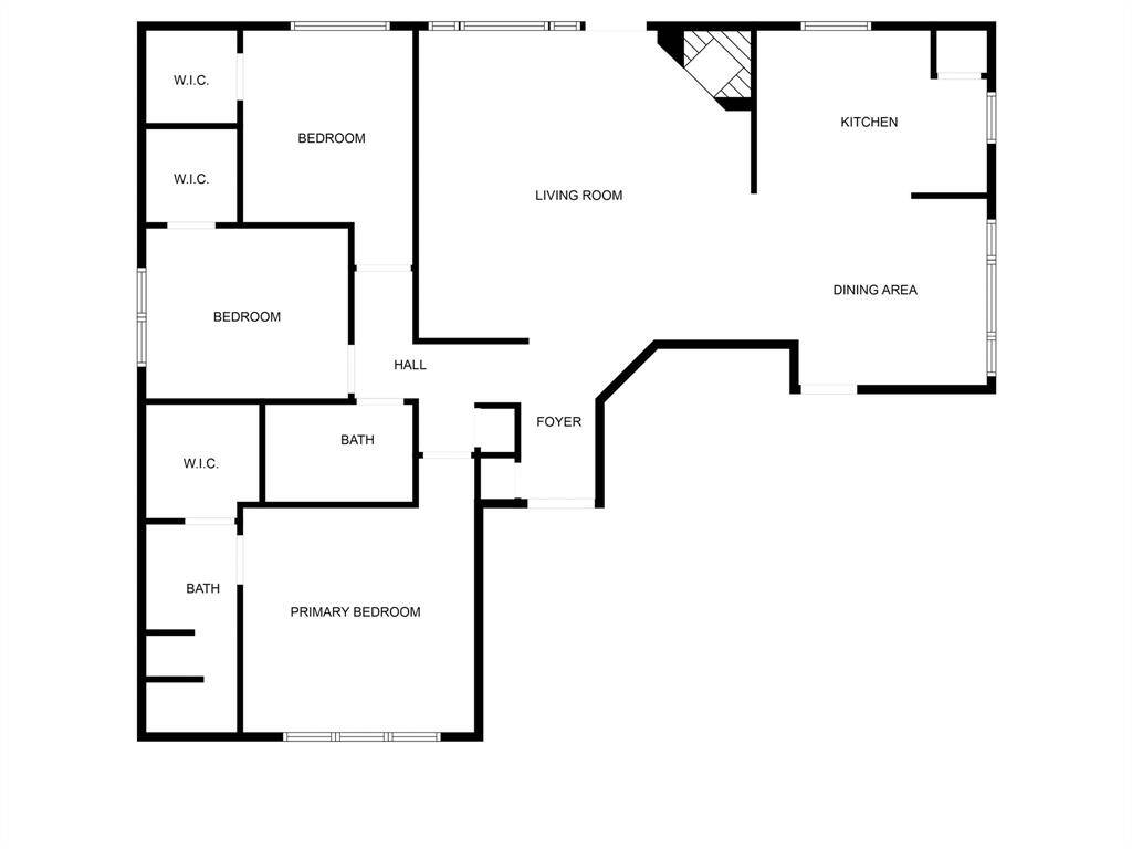 Here is the floor plan showing the wonderful flow of the home, the many windows, and three walk-in closets.