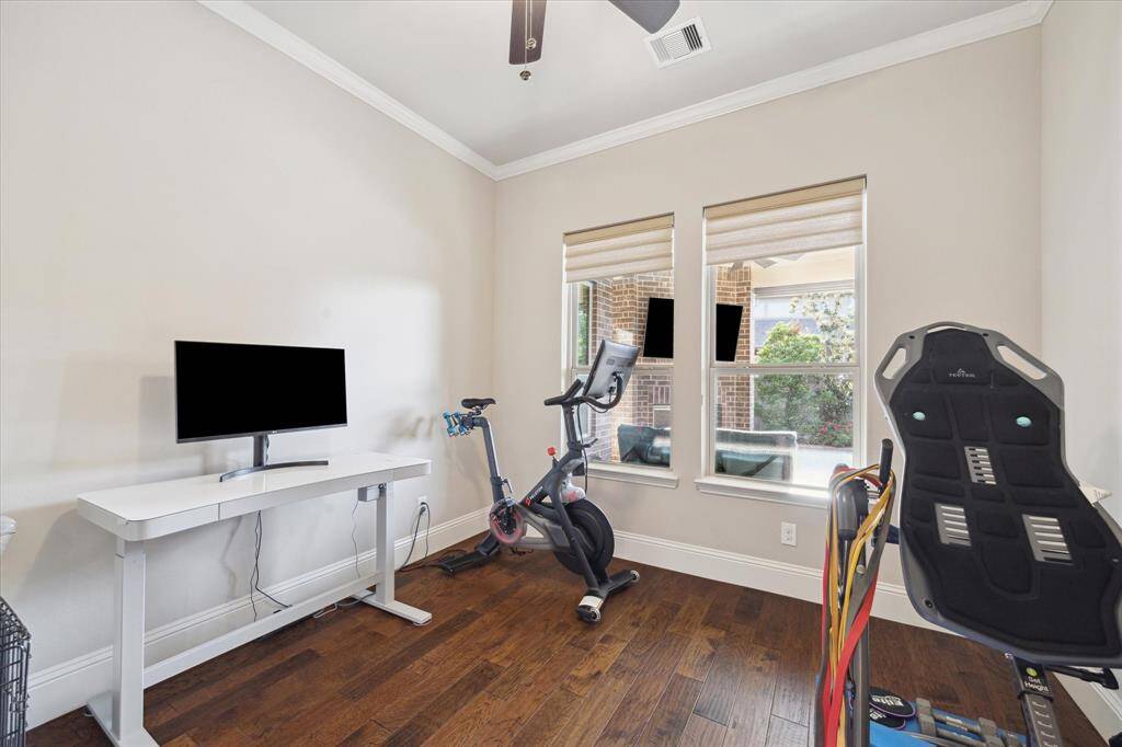 Downstairs study with french doors.