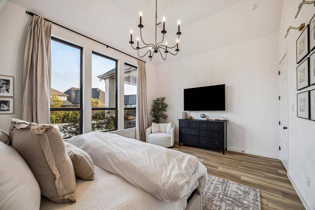 View of the elegant primary bedroom!
