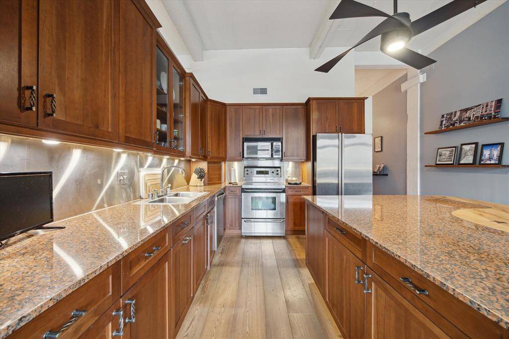 An abundance of counterspace and storage makes cooking a breeze.