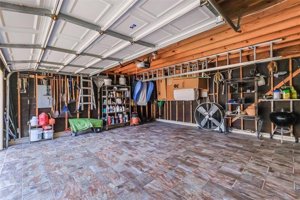 Spacious and easy to clean tiled garage
