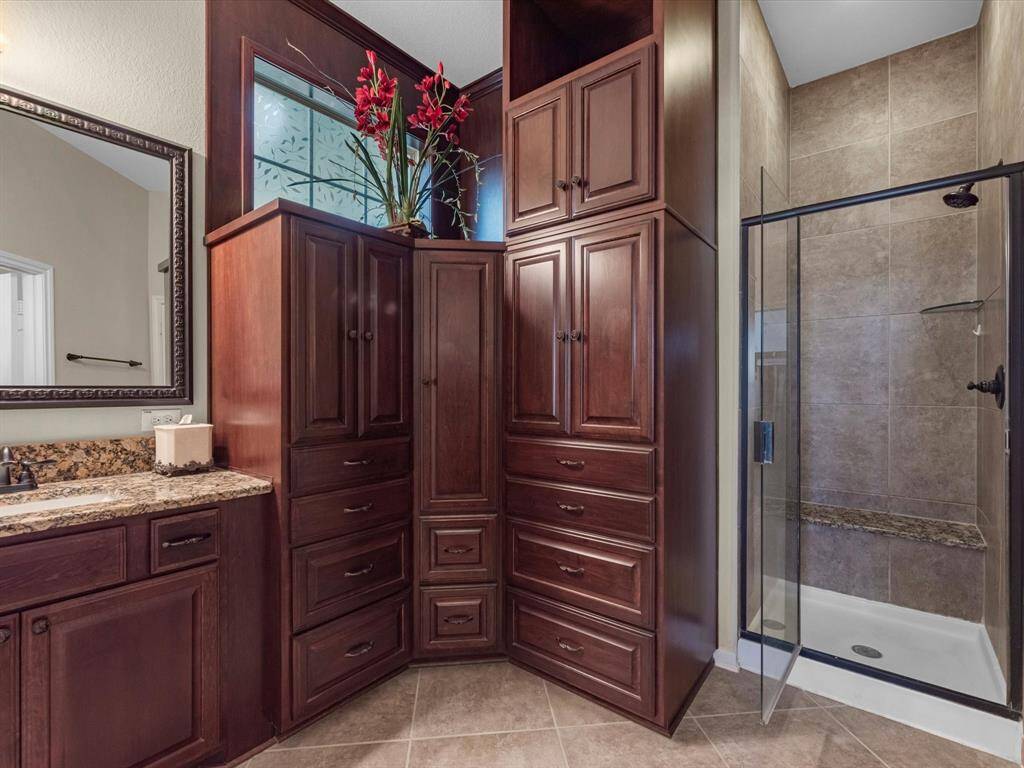 Beautifully added storage in the primary bath!