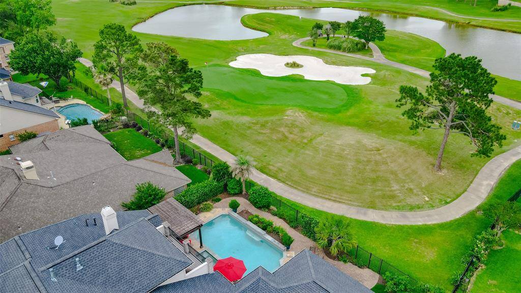 Aerial view of the 10th hole of the Falcon Point golf course.