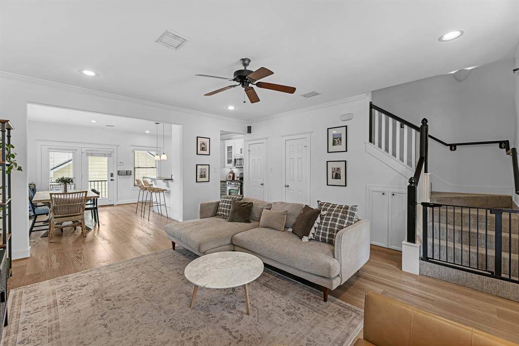 Here's the view from the living to the dining and kitchen area