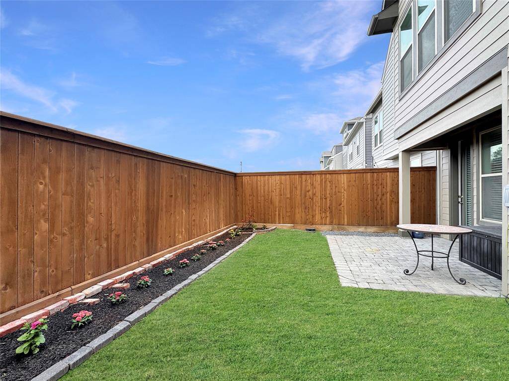 Private back patio. Grass enhanced for images.