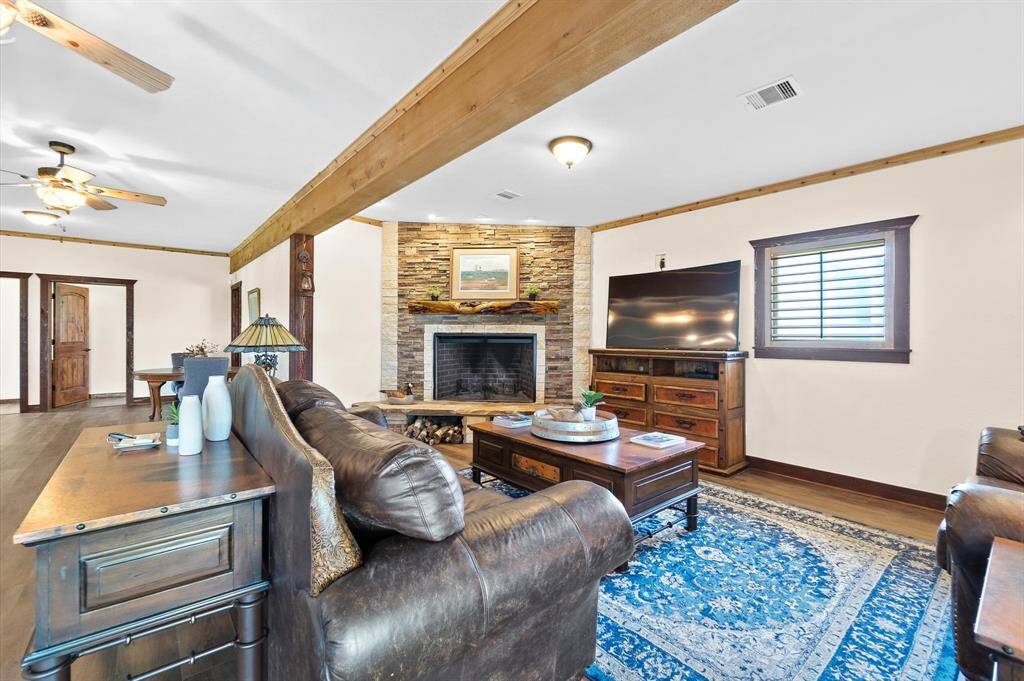 Wood burning fireplace