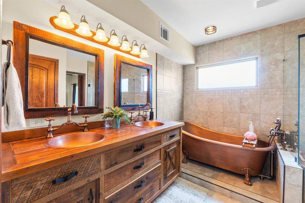 Primary bath with a copper soaking tub!