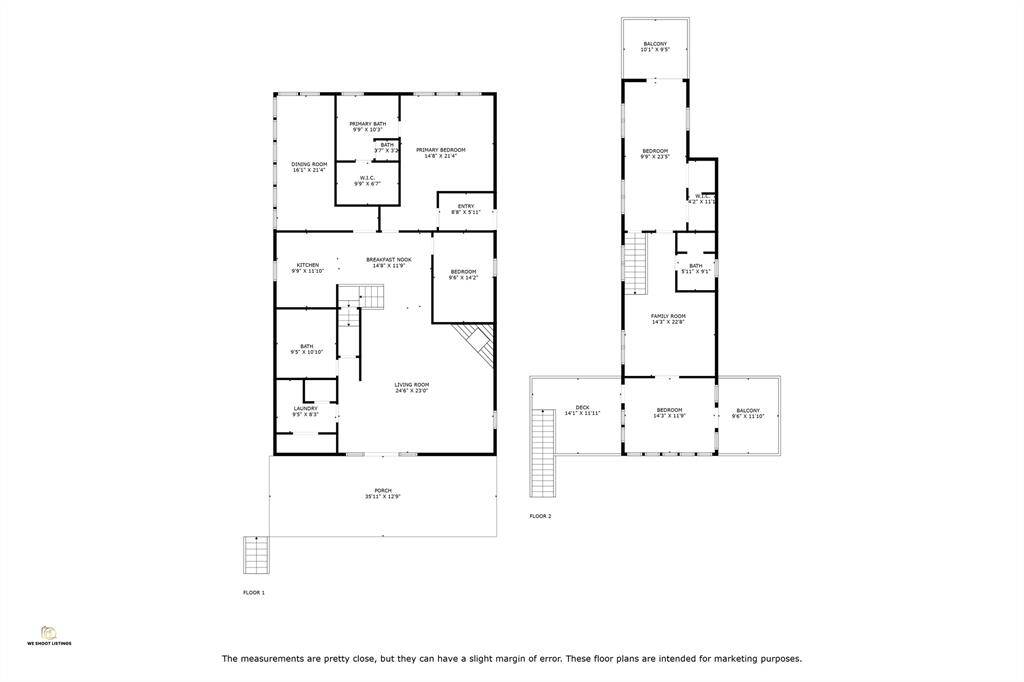 Floor plan. These measurements are very close and can have a margin of error.