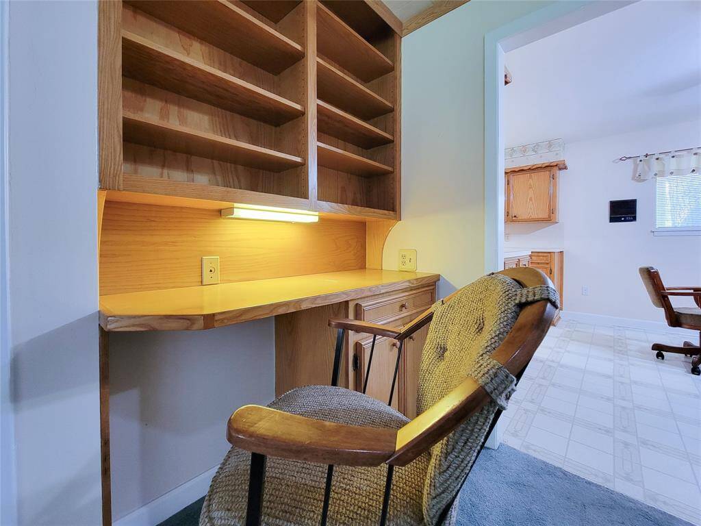 A closer view of the built in deak area in the family room.