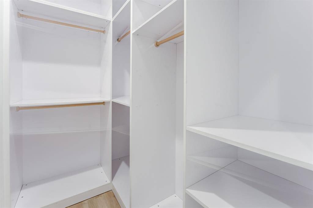 Custom built-in shelving in closet.
