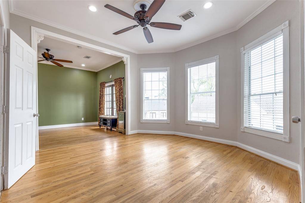 The primary bedroom-upstairs with extra room space.