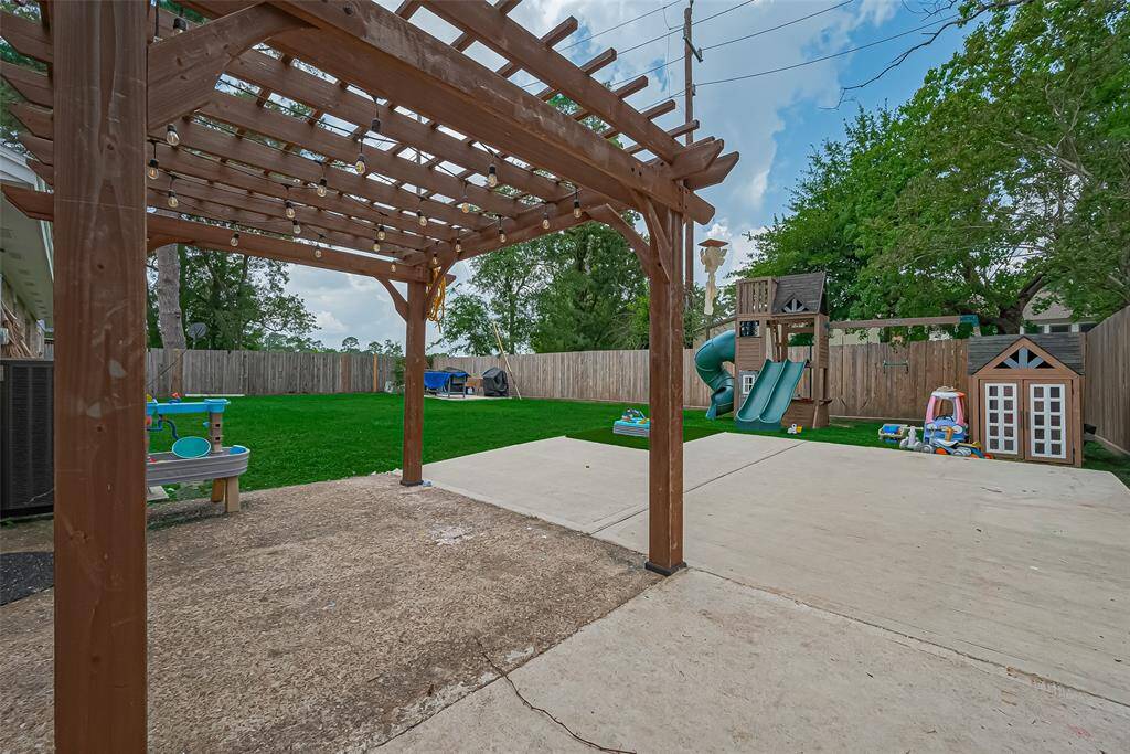 Pergola and extended concrete patio